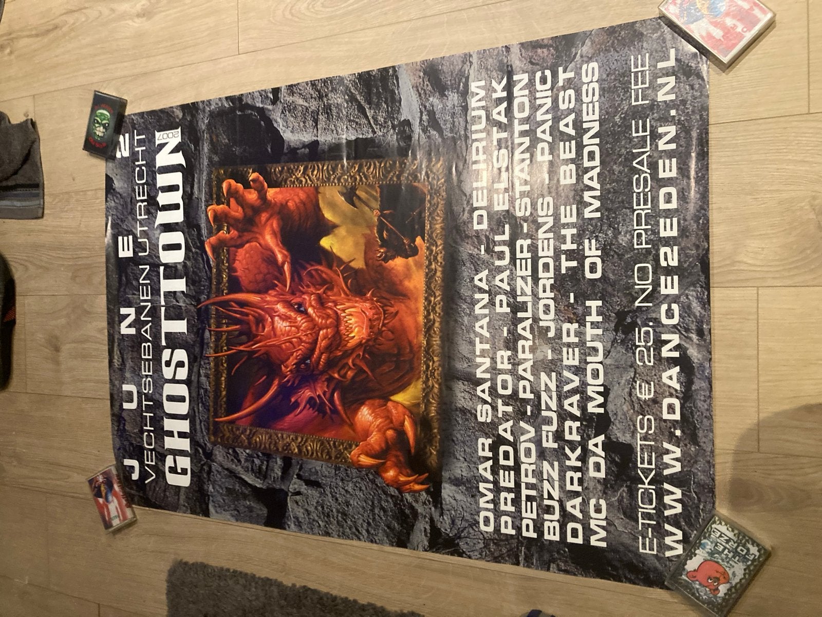 Poster D2E Ghosttown Utrecht 2007 Hardcore Gabber, Deurposter of groter, Ophalen of Verzenden, Muziek, Rechthoekig Staand