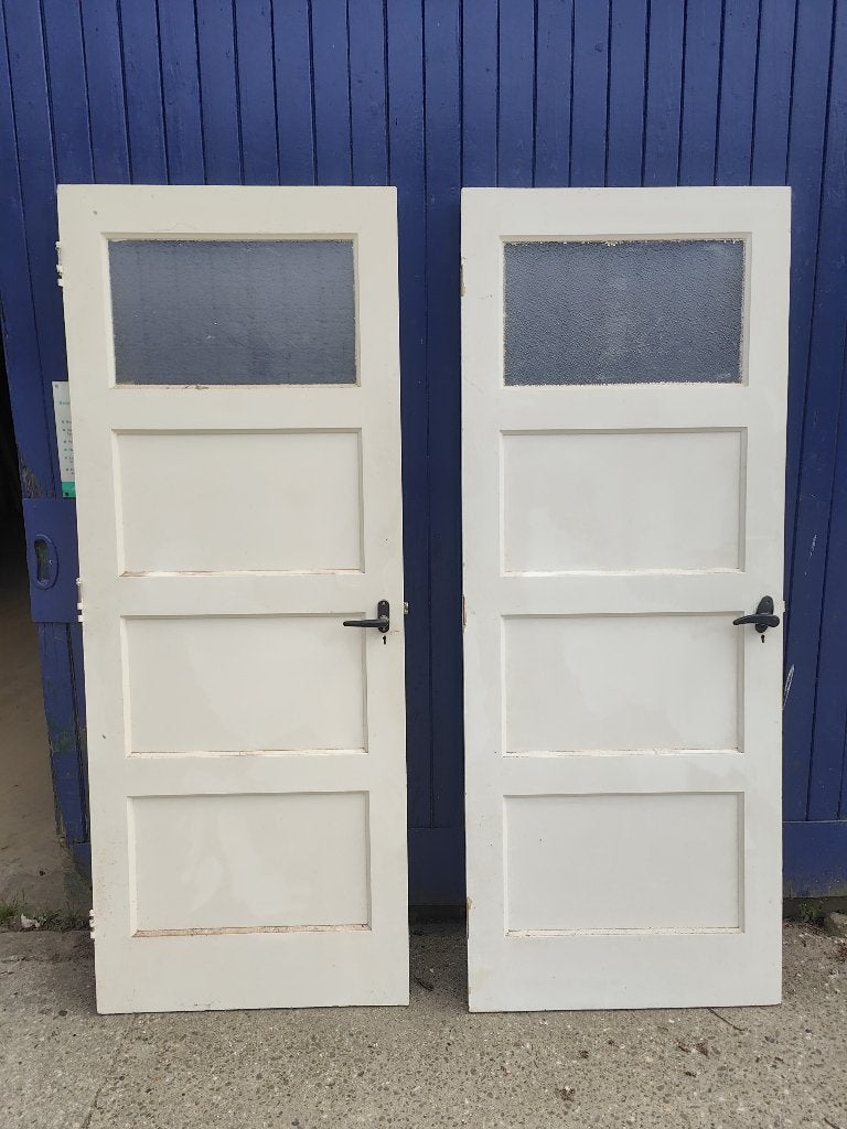 Originele boerderij paneeldeuren met glas – 83  211 cm, Ophalen, Gebruikt, 80 tot 100 cm, Binnendeur