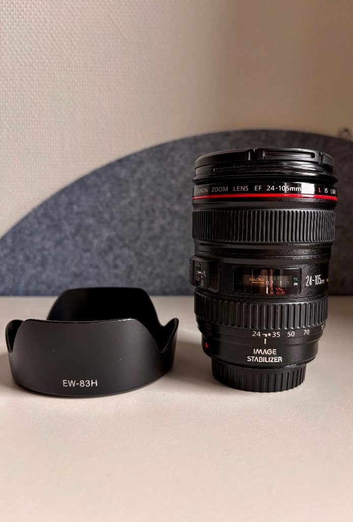 Canon EF 24-105mm f/4 L IS USM (Inclusief zonnekap & doppen), Gebruikt, Zonnekap, Canon, Ophalen of Verzenden