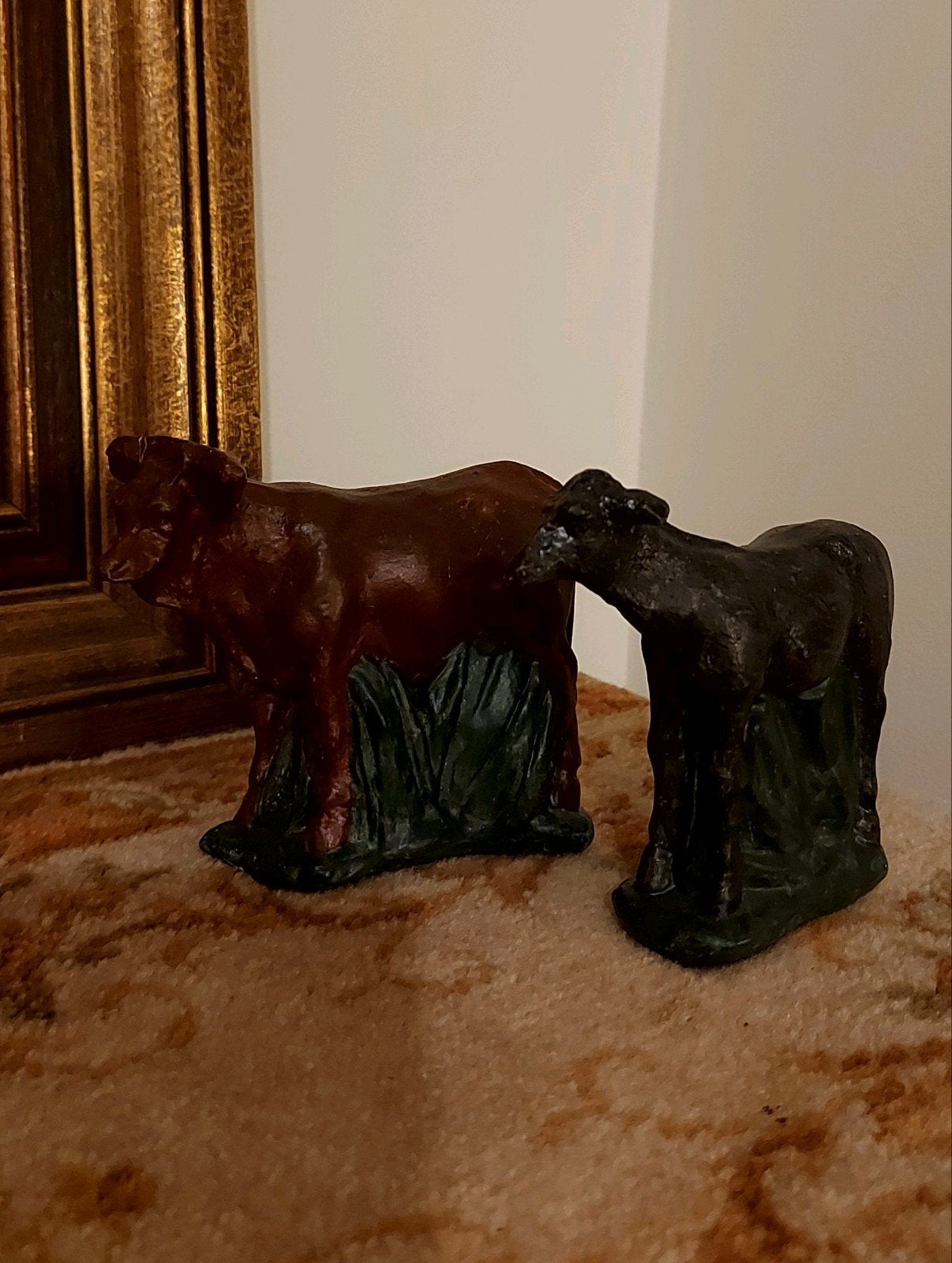 Os en ezel uit Antieke gipsen kerstgroep, Antiek en Kunst, Kunst | Beelden en Houtsnijwerken, Ophalen of Verzenden
