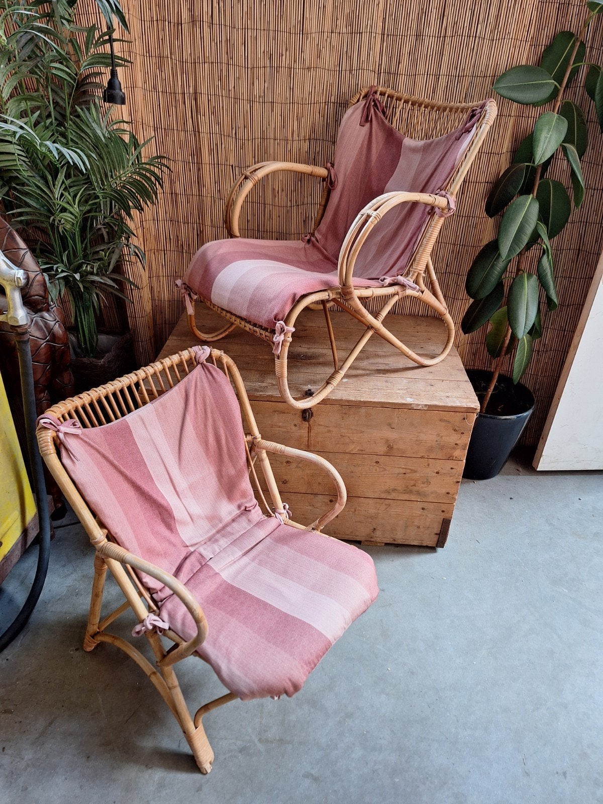 Mooie set rotan vintage stoelen, Ophalen, Huis en Inrichting