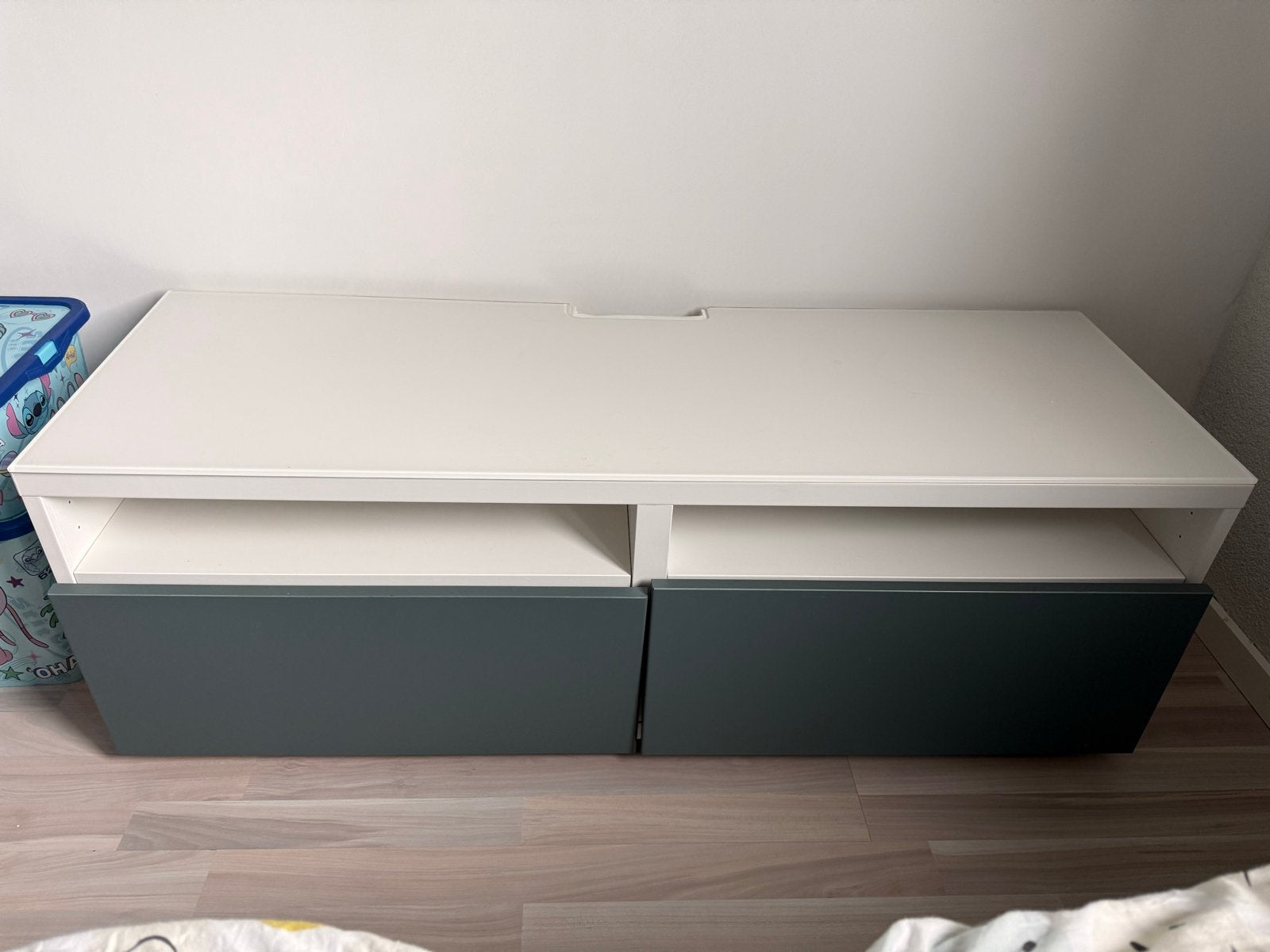IKEA Ladekastje / TV meubel - Wit met grijs, Ophalen, Gebruikt, 100 tot 150 cm, 1 of 2 laden