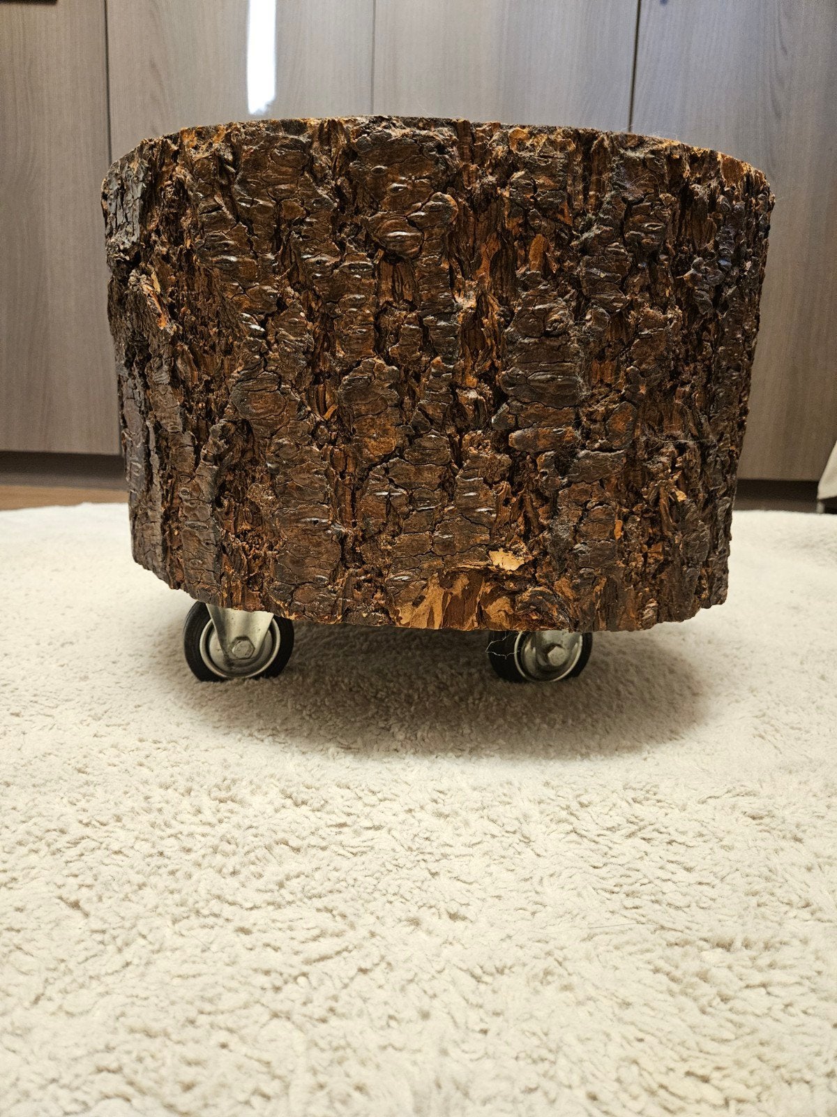 Verrijdbare bijzettafel van echte boomstam, behandeld, Ophalen, Hout, Gebruikt, Landelijk