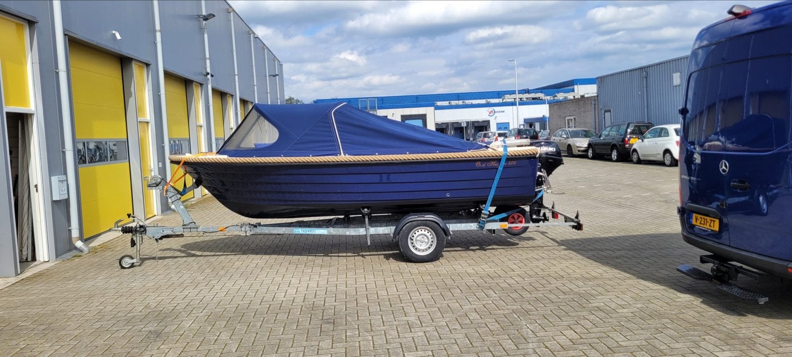 Oud huyzer Sloep 500 met Suzuki 20pk motor en trailer, Ophalen, Overige merken, Gebruikt, Buitenboordmotor