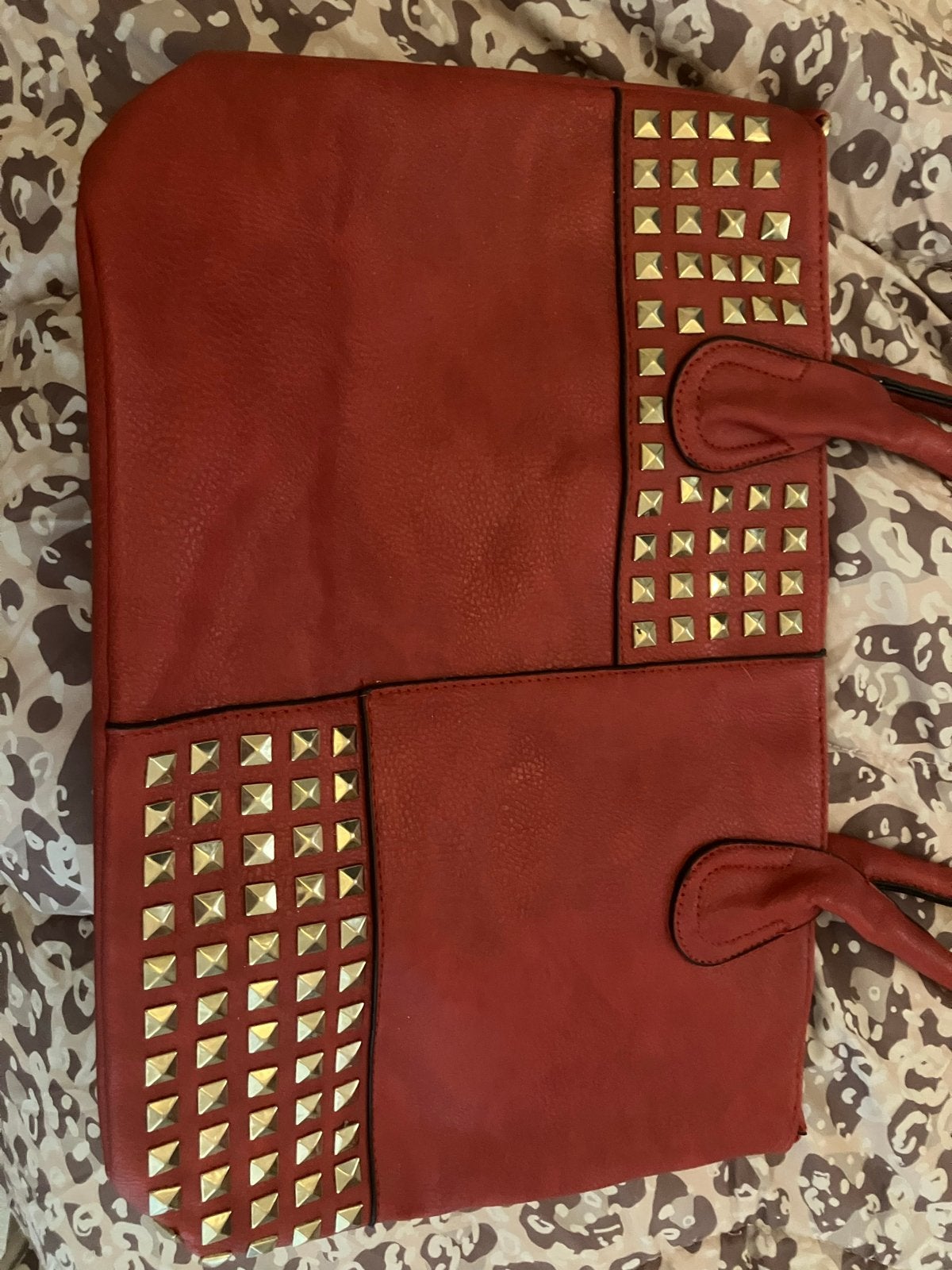 Rode handtas met studs, Ophalen of Verzenden, Zo goed als nieuw, Rood, Handtas