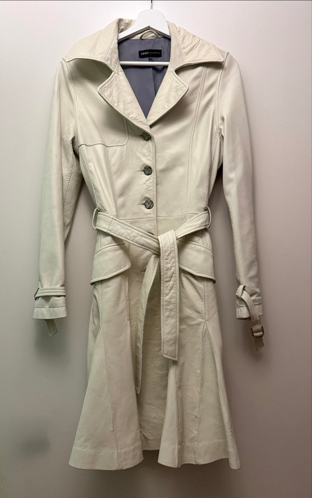 Arma Collection Leren Trenchcoat Crème Maat S (valt als XS), Ophalen of Verzenden, Gedragen, Maat 34 (XS) of kleiner, Beige