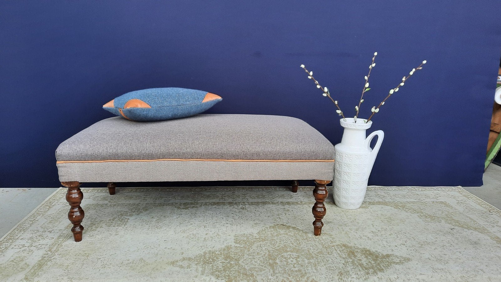 Royale bench, hocker, brocante voetenbankje, bankje, tafel, Gebruikt, Vintage, 75 tot 100 cm, Ophalen of Verzenden