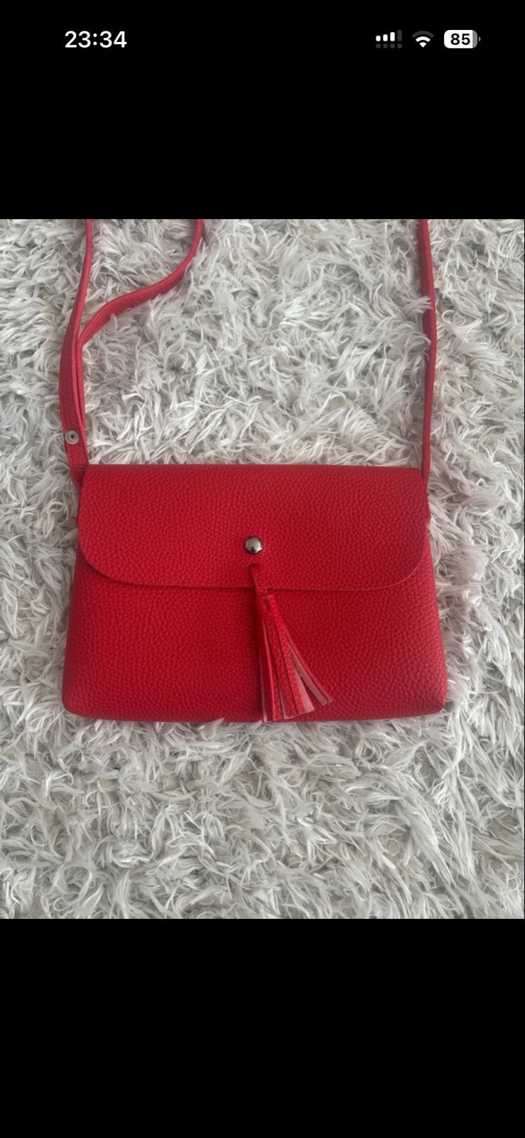 Rood schoudertasje met kwastje, Ophalen of Verzenden, Zo goed als nieuw, Rood, Schoudertasje