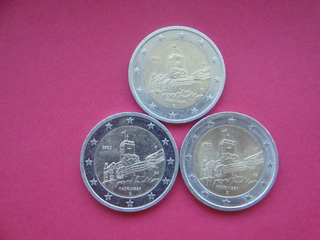 Kavel Duitsland setje 2 Euromunten Thuringen 2022., Postzegels en Munten, Verzenden, Duitsland, 2 euro, Setje