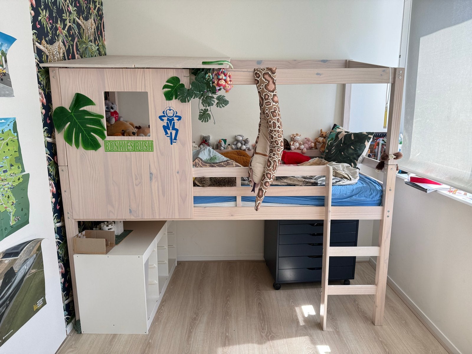 Halfhoogslaper met huisje - ideaal voor kinderkamer, Ophalen, Gebruikt, 90 cm, Eenpersoons