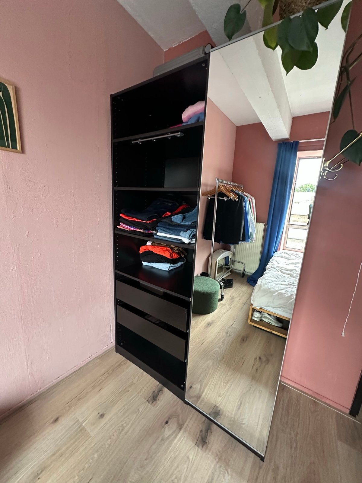 IKEA Pax Kast met spiegeldeur en lades, Ophalen, Overige materialen, Gebruikt, 200 cm of meer