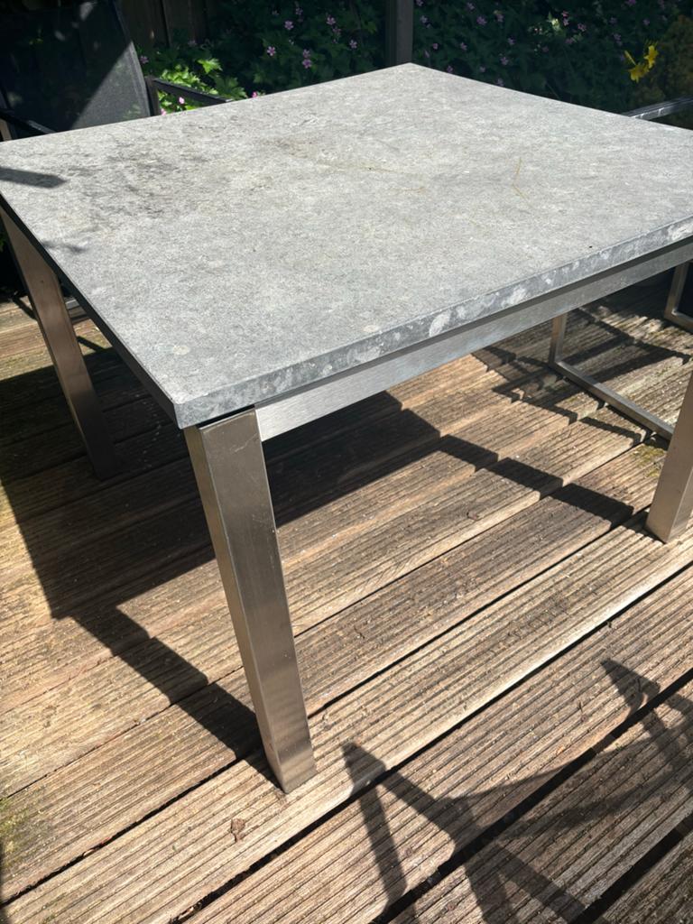 Manutti tuintafel 1x1 m, RVS poten, Tuin en Terras, Ophalen, Gebruikt, Vierkant, Metaal