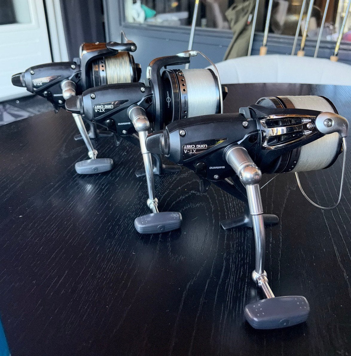 3x Shimano Big Baitrunner XT-A Longcast Molens, Watersport en Boten, Ophalen, Gebruikt, Molen