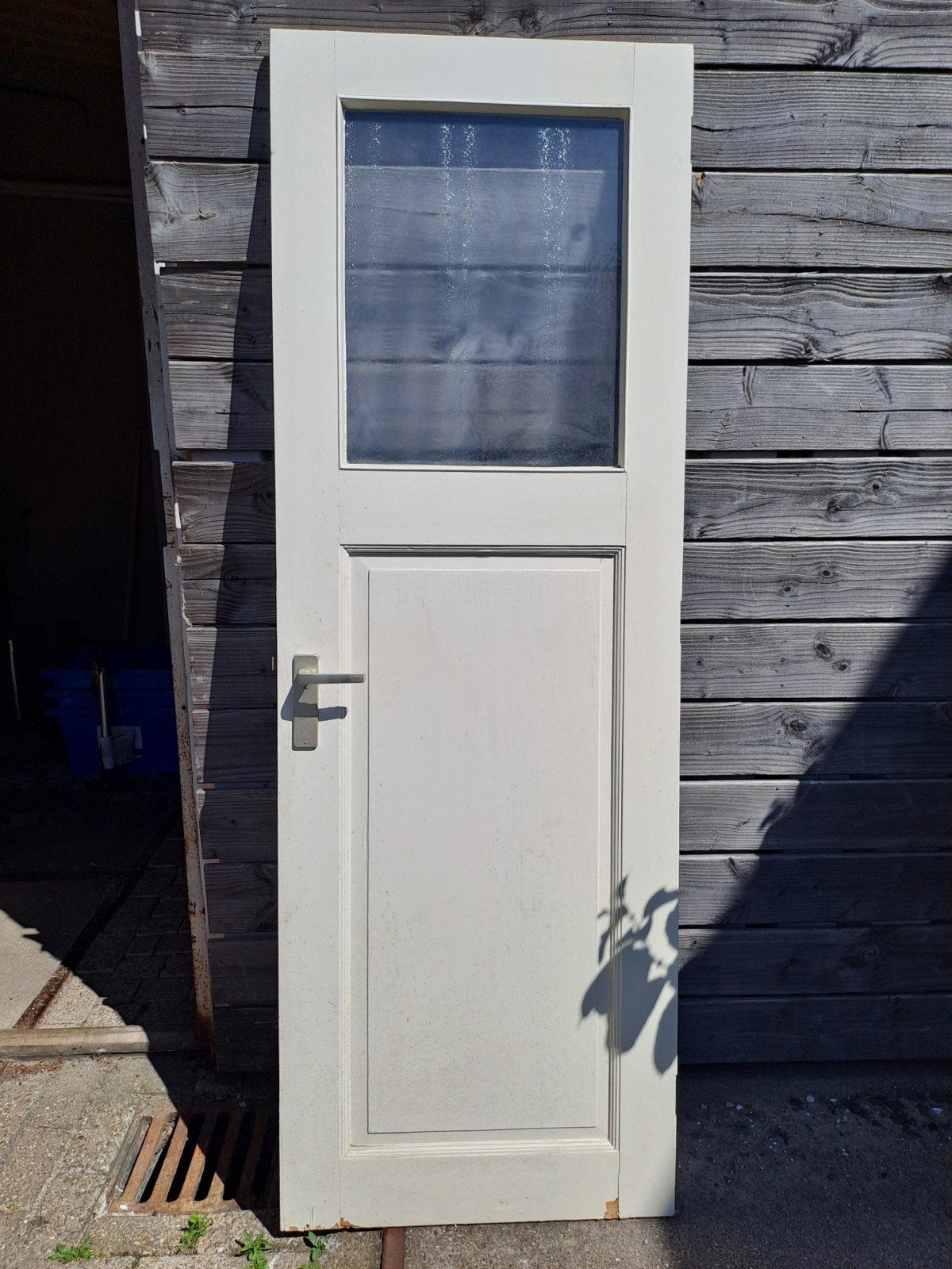 paneeldeur met glas, Doe-het-zelf en Verbouw, Deuren en Horren, Ophalen, Gebruikt, Minder dan 80 cm, Binnendeur