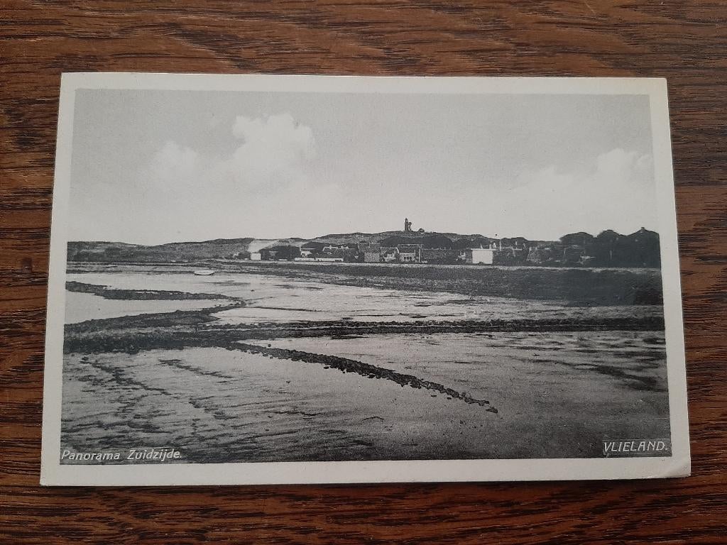 oude kaart Vlieland panorama Zuidzijde, 1936, Ophalen of Verzenden, 1920 tot 1940, Gelopen, Waddeneilanden