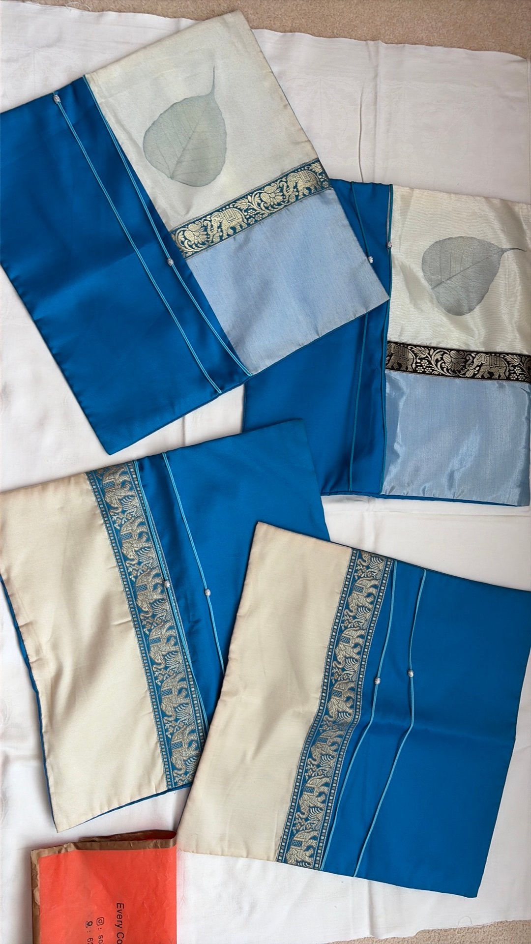 Sier kussen sloopjes  zijde 50% 42/42 cm, Overige merken, Handgemaakt, Blauw, Nieuw