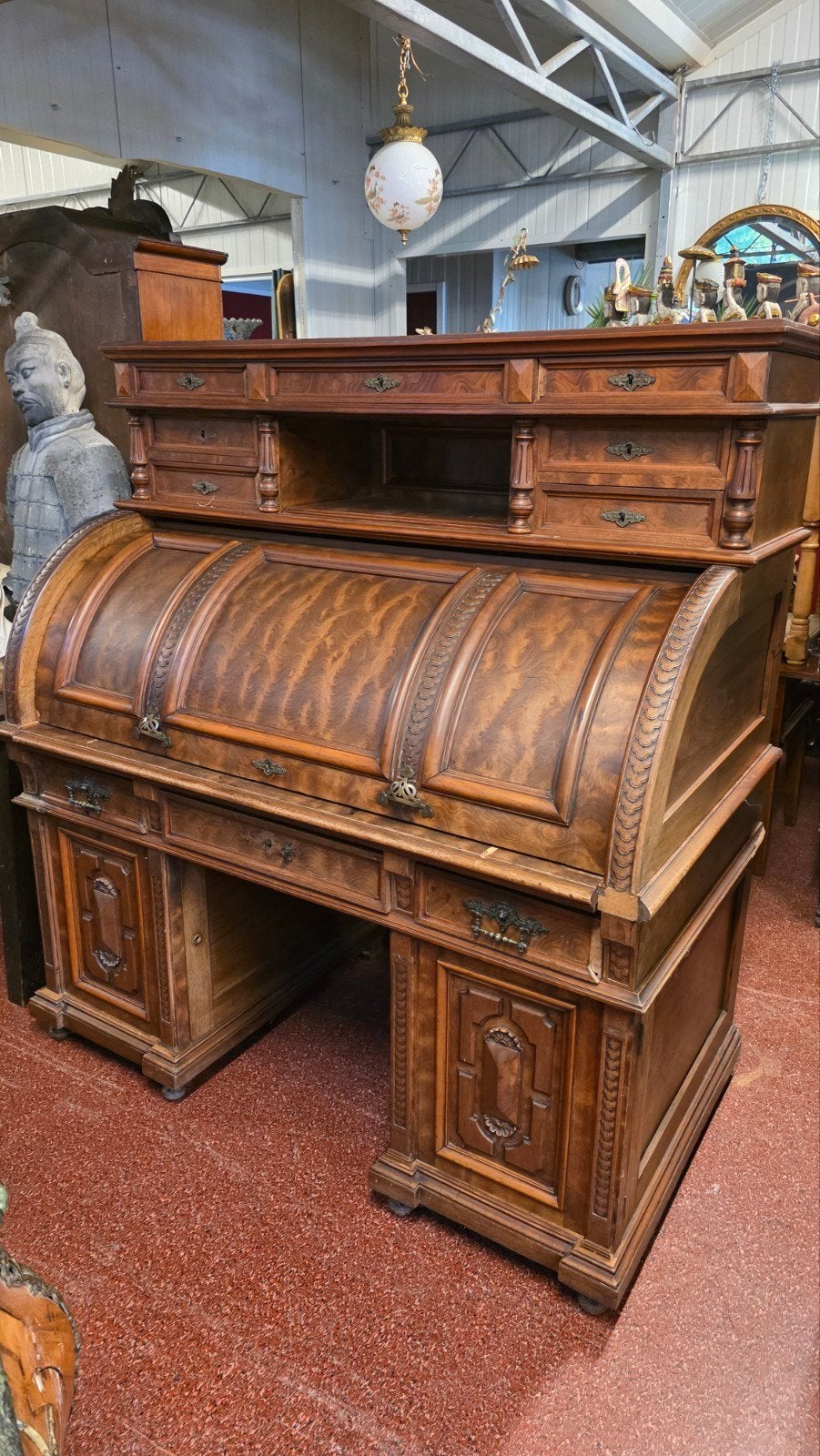 notenhouten roltop bureau, Antiek en Kunst, Ophalen