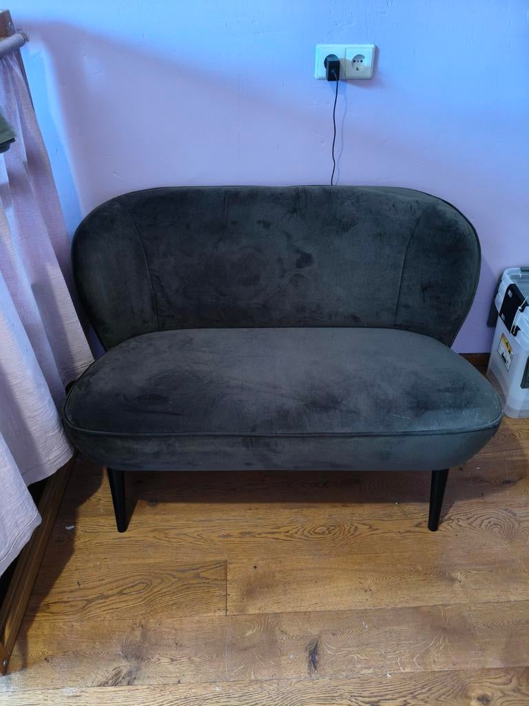 Woood Sara bankje velvet groen - Zo goed als nieuw, Ophalen, Modern, Scandinavisch, Minder dan 75 cm, Tweepersoons