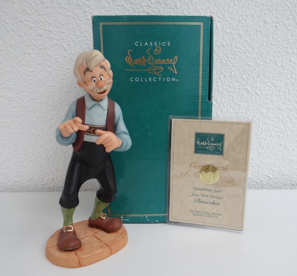 WDCC - Pinocchio - Geppetto - "Good-bye, Son"- 1996, Ophalen of Verzenden, Overige figuren, Zo goed als nieuw, Beeldje of Figuurtje