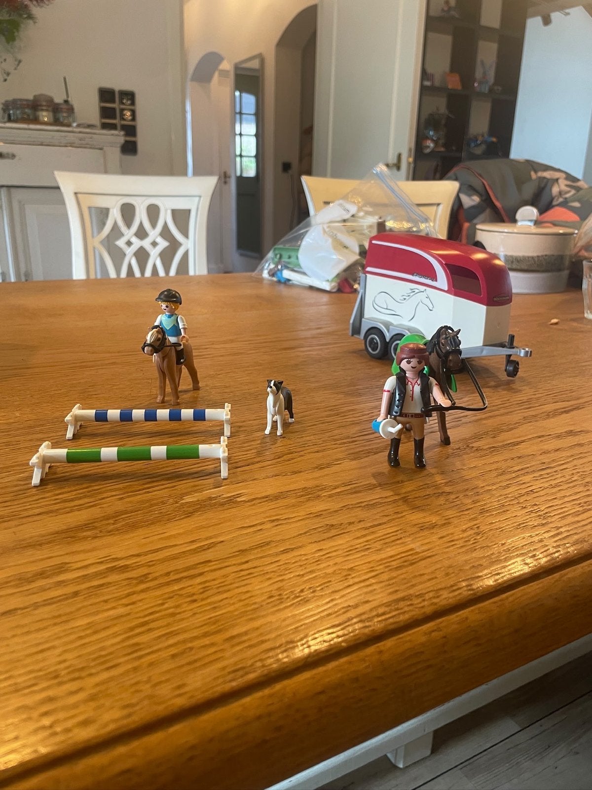 Playmobil paardentrailer met paard, ruiter en hindernis, Ophalen, Gebruikt, Complete set, Voertuig