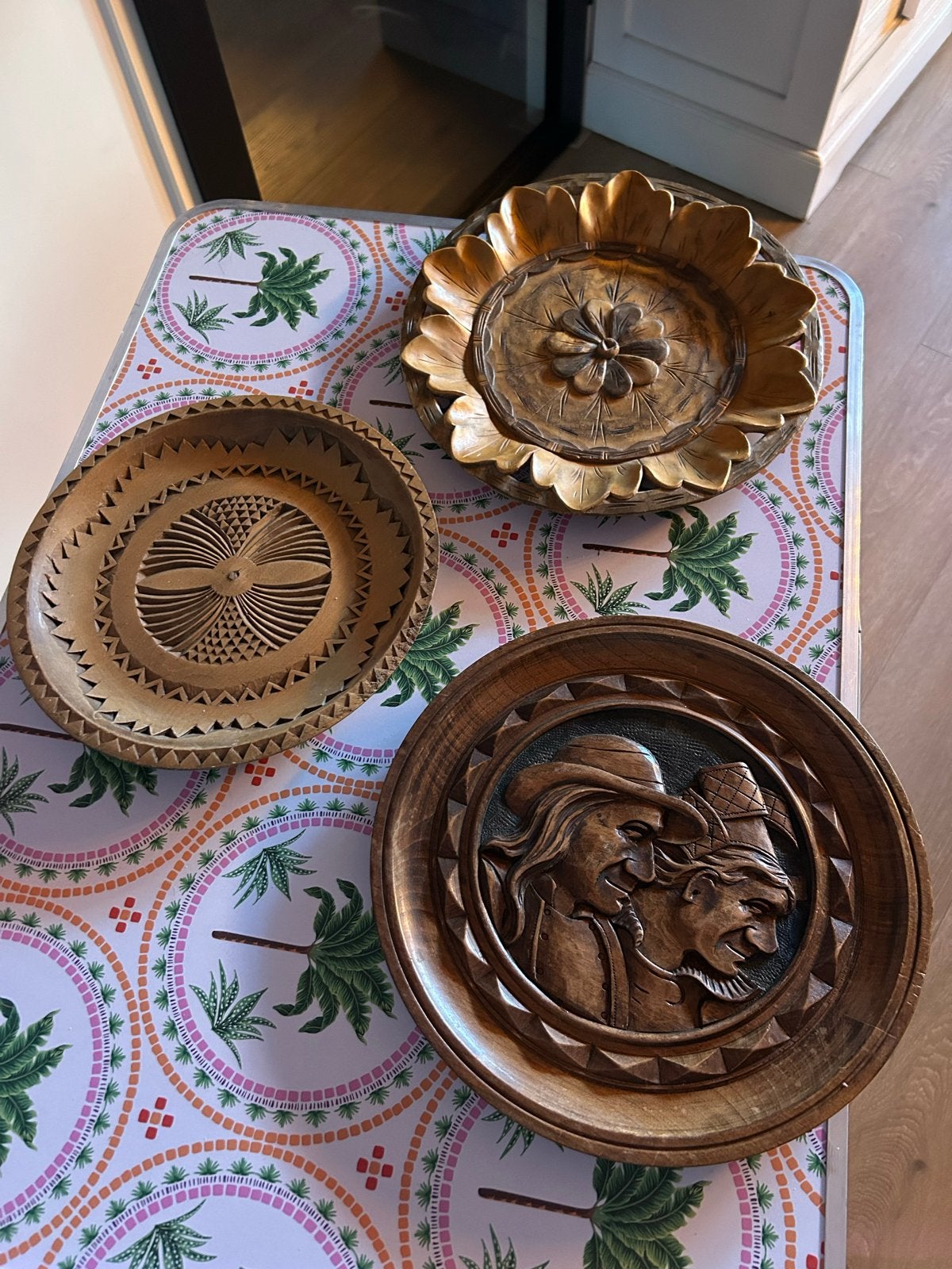 Set van 3 handgesneden houten decoratieve schalen, Antiek en Kunst, Ophalen of Verzenden