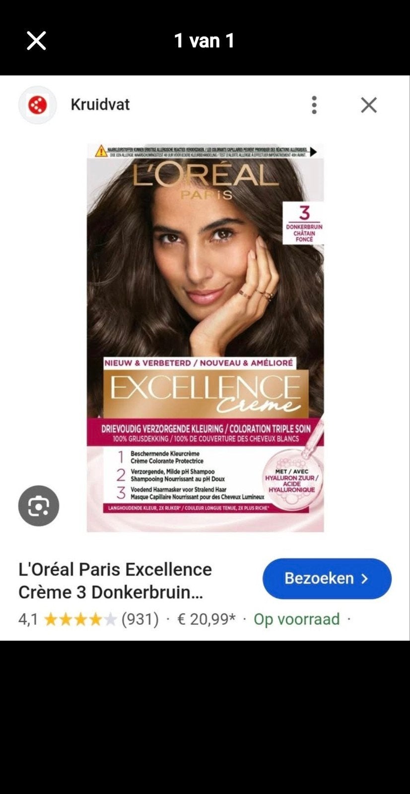 5x L'Oréal Paris Excellence Crème 3 Donkerbruin Haarverf, Ophalen, Nieuw, Overige typen