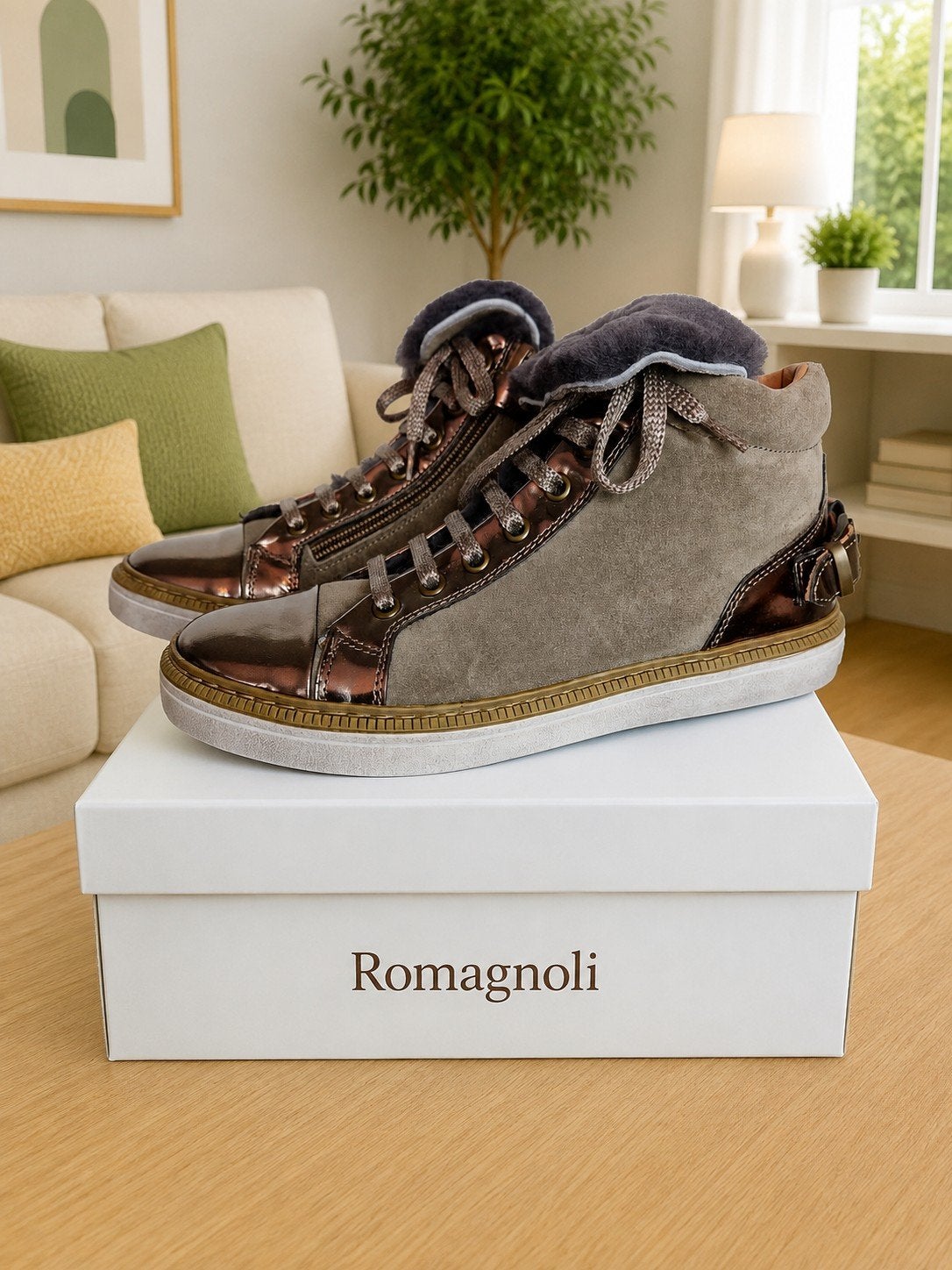 Romagnoli hoge sneakers – Maat 34 – Leer & suède, Kinderen en Baby's, Meisje, Schoenen, Nieuw, Ophalen of Verzenden