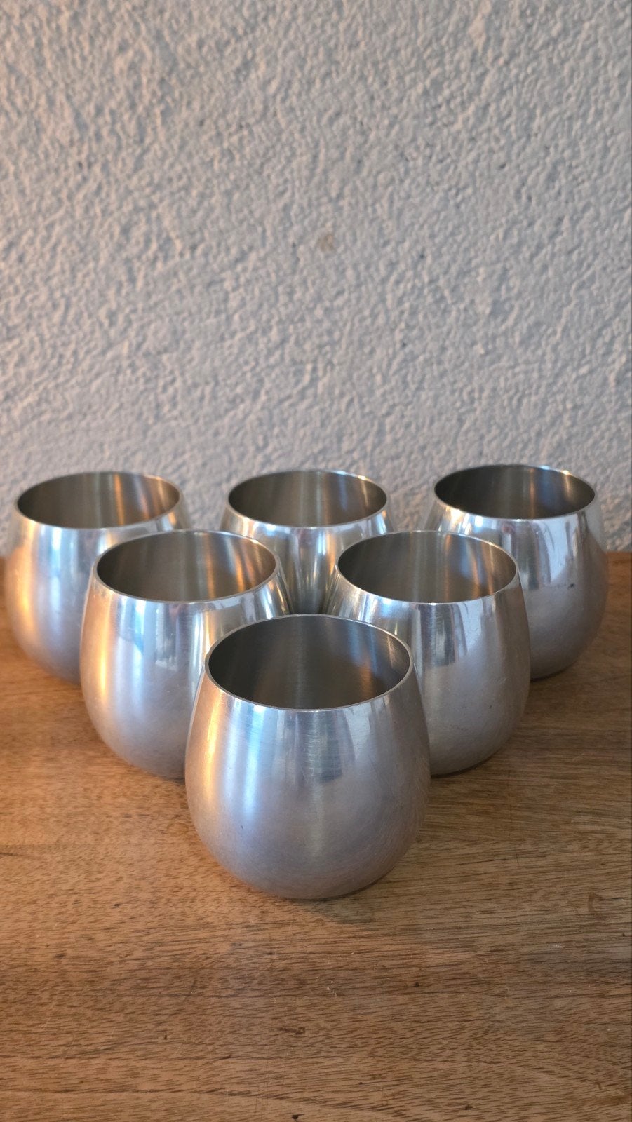 Set van 6 Mid-Century Banka tin Indonesië Aluminium Cups, Antiek en Kunst, Ophalen of Verzenden