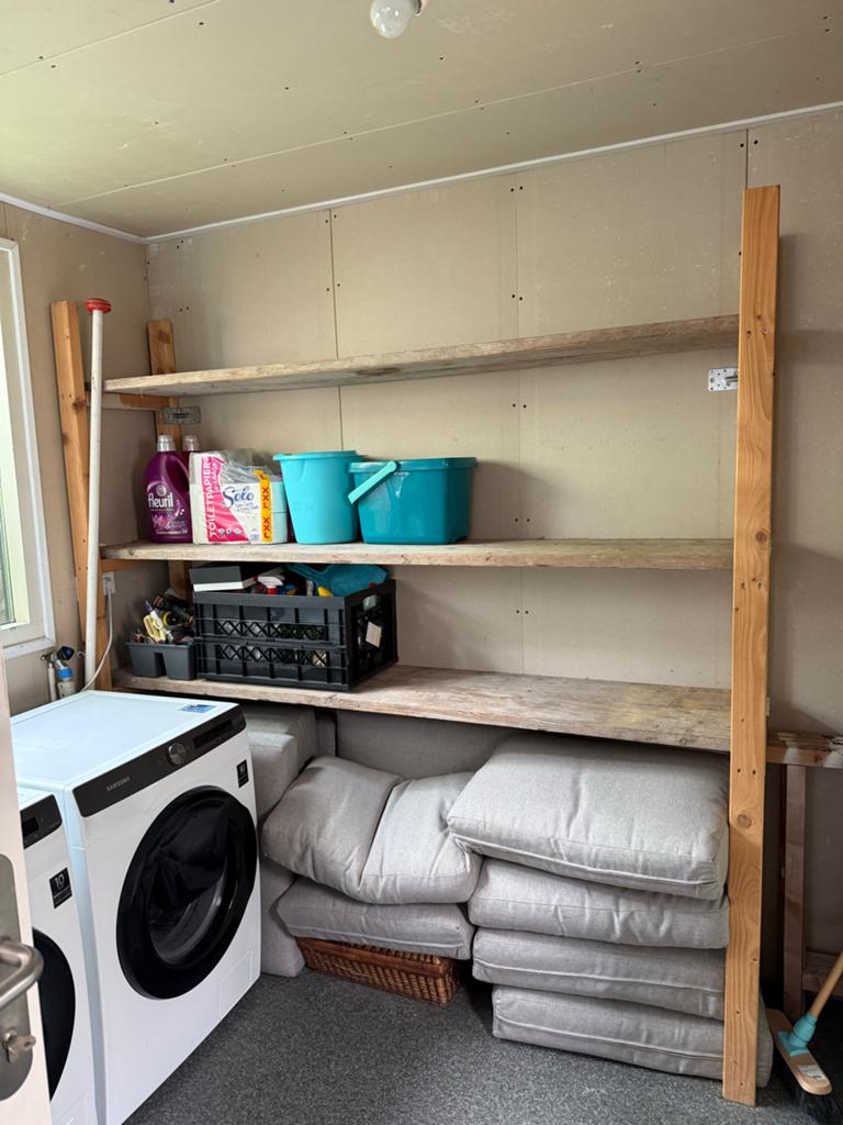 Robuuste houten stellingkast - 200x200x46 cm, Huis en Inrichting, Ophalen, Gebruikt