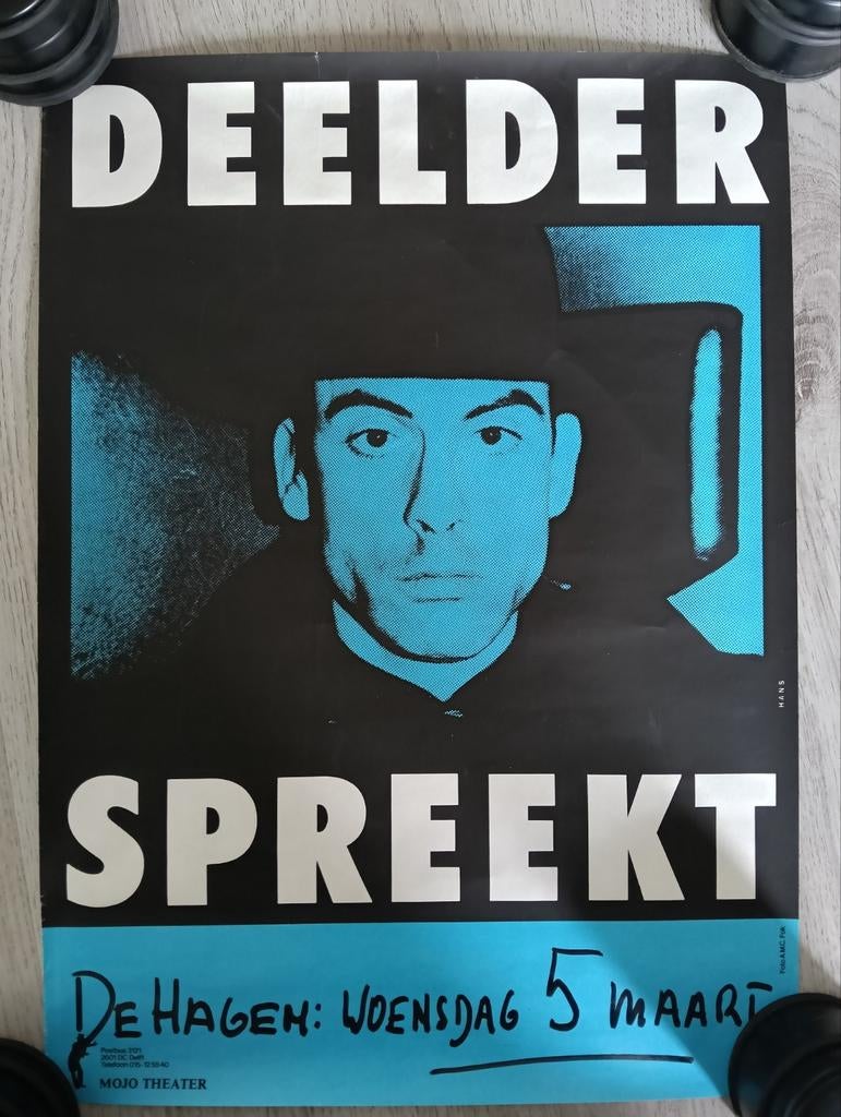 Theater affiche - Deelder Spreekt - 1985 - Jules Deelder, Ophalen of Verzenden, A1 t/m A3, Overige onderwerpen, Rechthoekig Staand