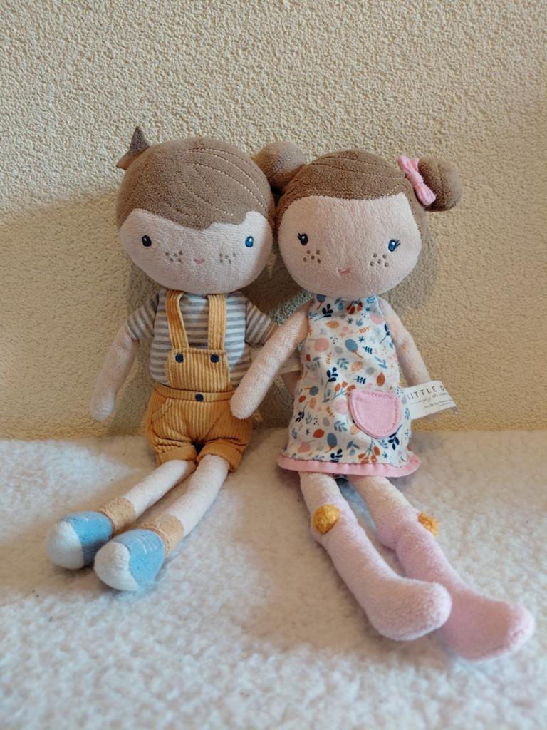 2 Stoffen Poppen  Jim 🧒 & Rosa 👧 van Little Dutch = 33 cm., Ophalen of Verzenden, Gebruikt, Overige typen