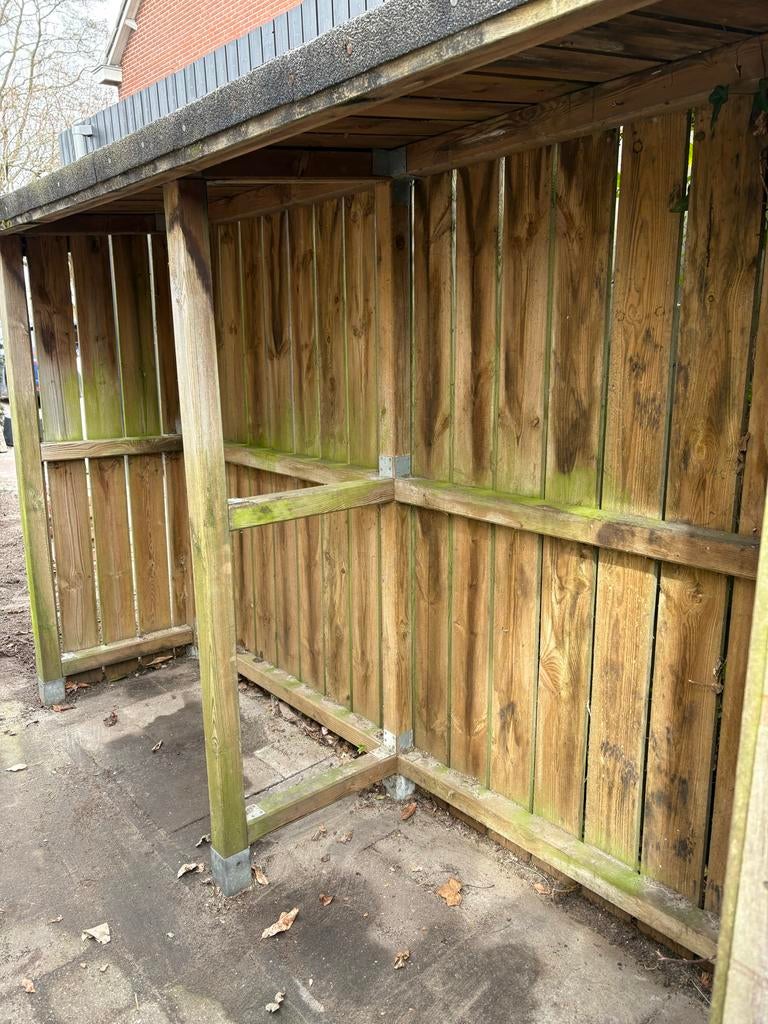 Container overkapping voor 4 containers, Ophalen, Gebruikt, Hout, Containerberging