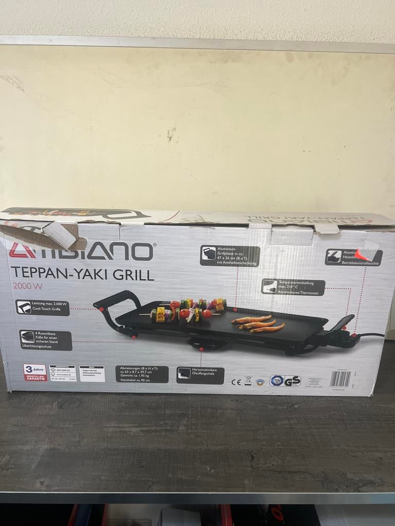 Ambiano Teppan-Yaki Grill 2000W - Nieuw in doos, Ophalen of Verzenden, Nieuw, Tafelgrill