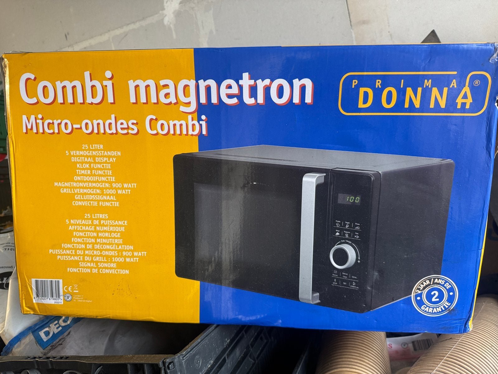 Prima Donna Combi Magnetron 25L - Grill & Hetelucht, Witgoed en Apparatuur, Ophalen, Combimagnetron, Gebruikt, Grill