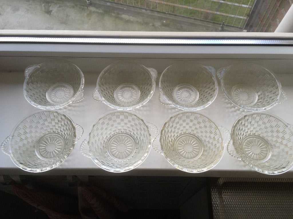 vintage schaaltje glas jaren 50 (8 stuks), Ophalen of Verzenden