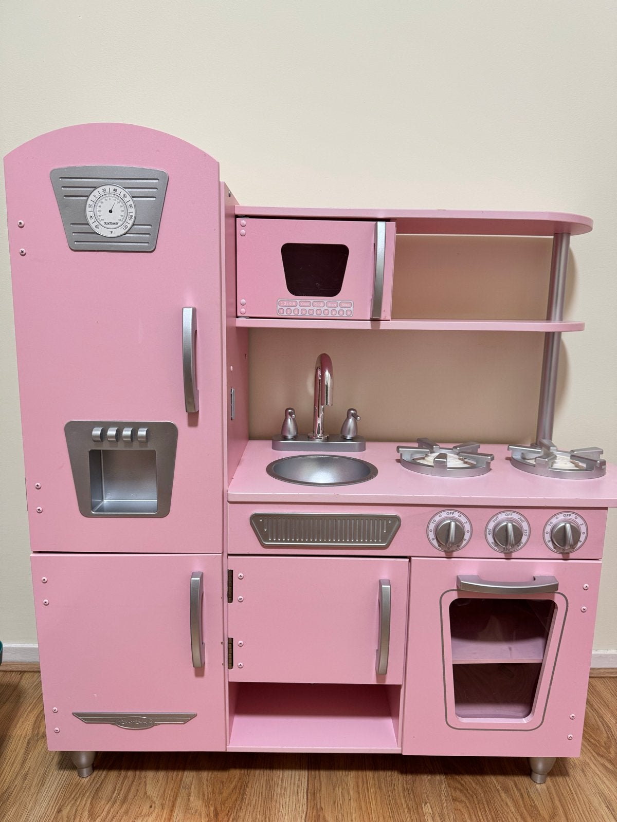 Roze speelkeuken met Bosch speelgoedapparaten en accessoires, Ophalen, Gebruikt, Overige typen, Met wieltjes