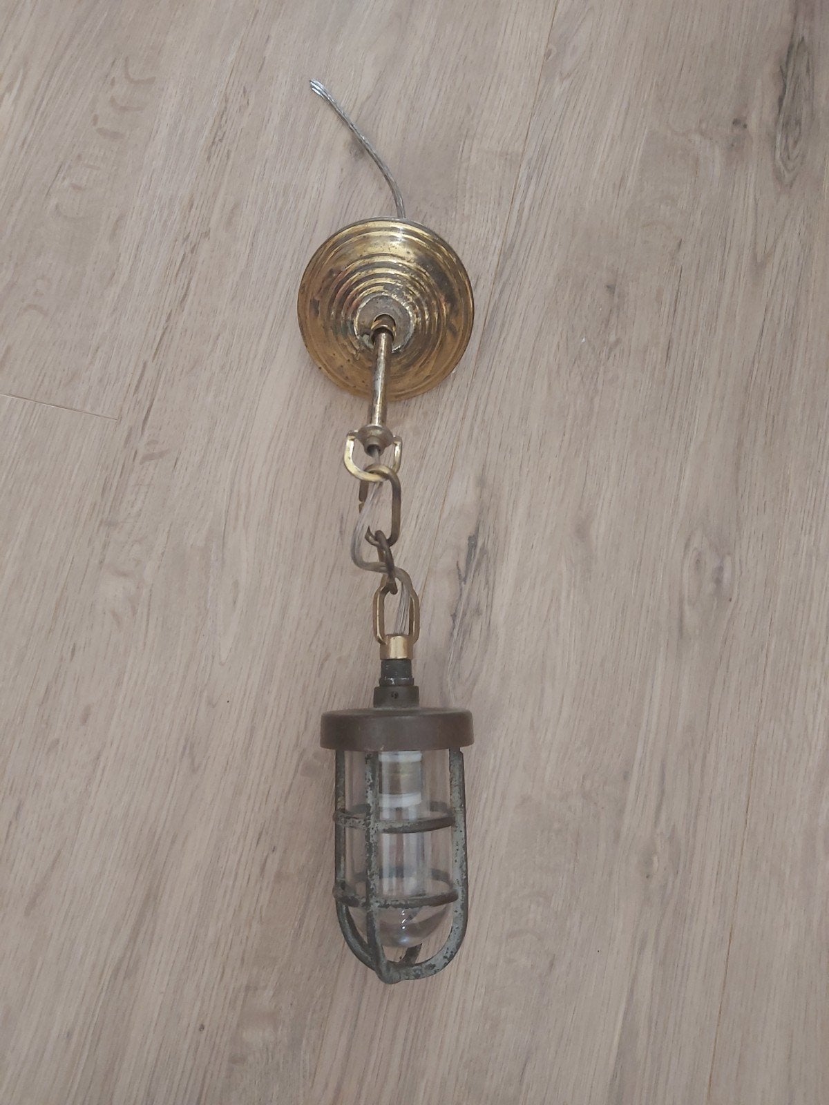 Kleine bronzen bully lamp kooilamp in zeer goede staat, Ophalen of Verzenden