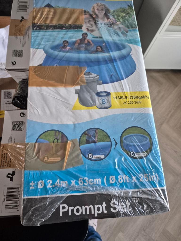 Avenli Opzetzwembad Rond 2.4m x 63cm met Filterpomp, Tuin en Terras, Ophalen, Rond, Nieuw, Opzetzwembad