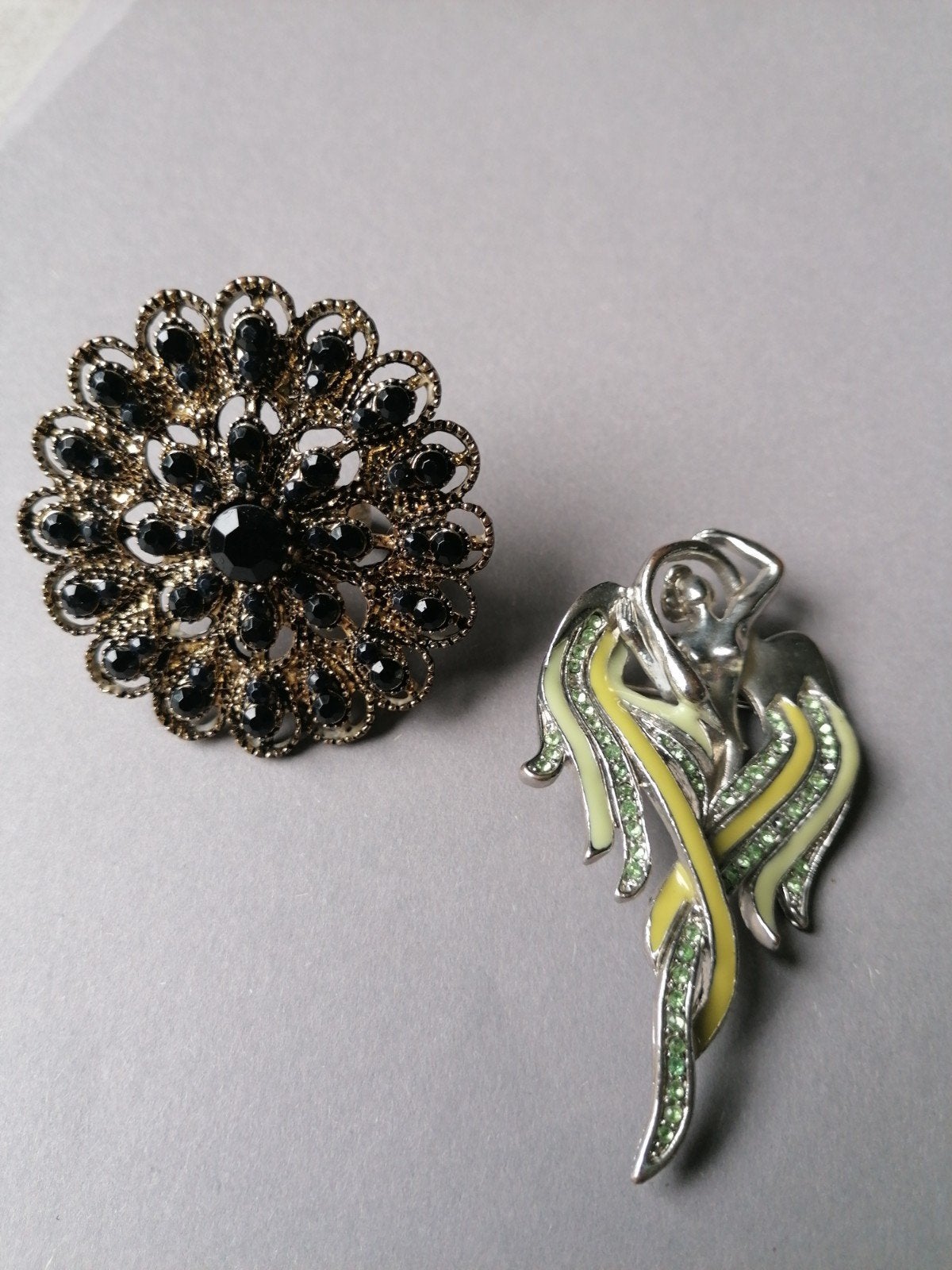 Vintage Art Deco Ring en Broche Set, Ophalen, Overige materialen, 4 tot 7 cm, Gebruikt