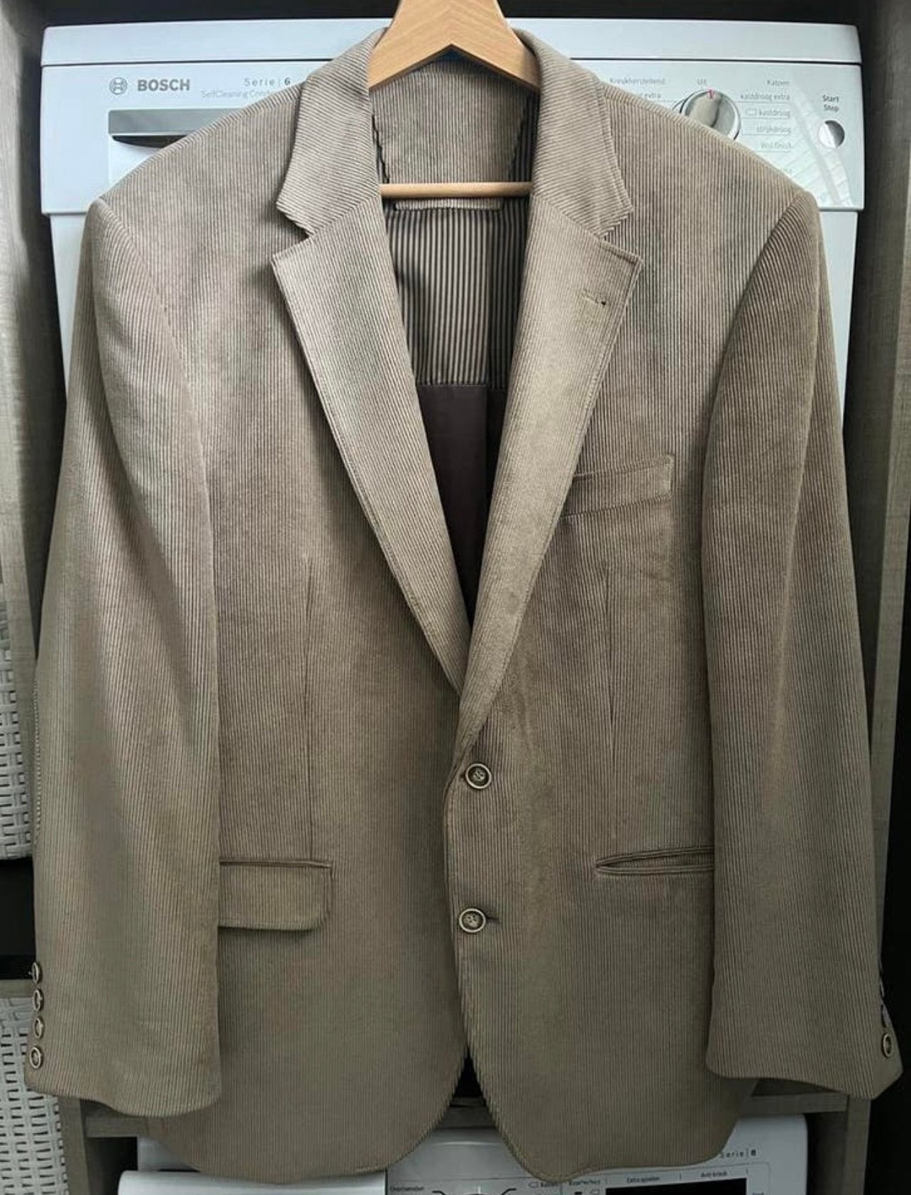 Ribstof colbert van Sorano maat 54, Ophalen of Verzenden, Zo goed als nieuw, Maat 52/54 (L), Beige