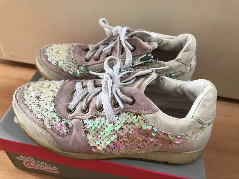 Leren sneakers schoenen gympen mt 32 parelmoer rits veters, Meisje, Schoenen, Ophalen of Verzenden, Zo goed als nieuw