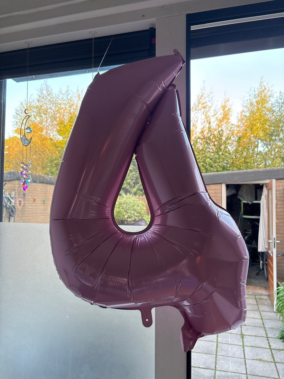 Grote Roze Cijfer 4 Folieballon - Feestdecoratie, Ophalen, Zo goed als nieuw, Versiering, Verjaardag
