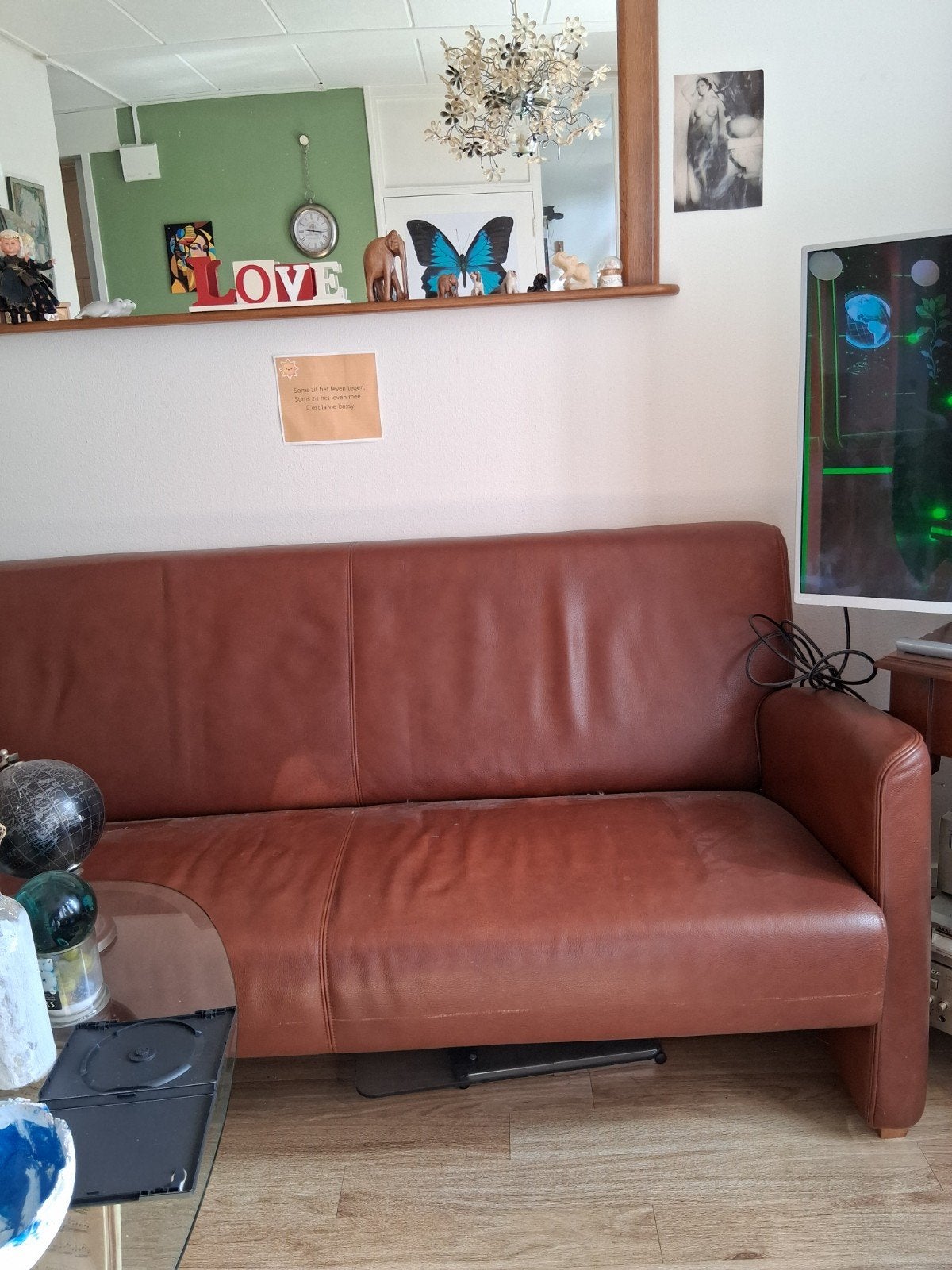 1, Huis en Inrichting, Banken | Bankstellen, Gebruikt, Driepersoons, Ophalen of Verzenden, 200 tot 250 cm
