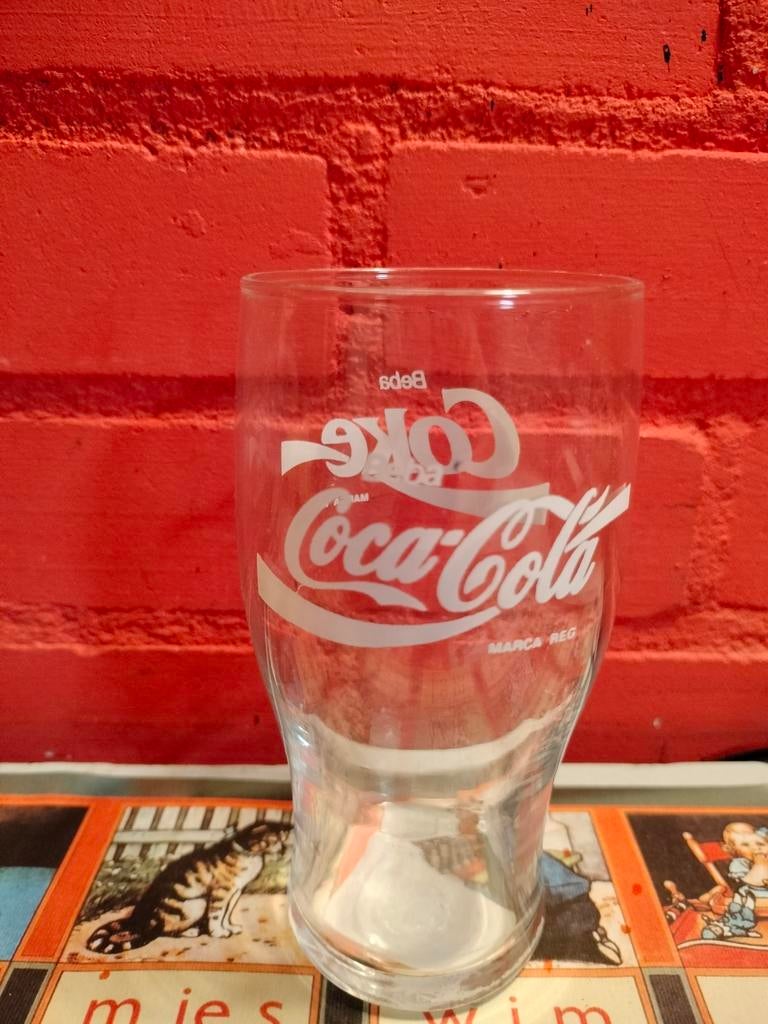 Coca Cola glas spaans, Ophalen of Verzenden, Gebruikt, Frisdrankglas