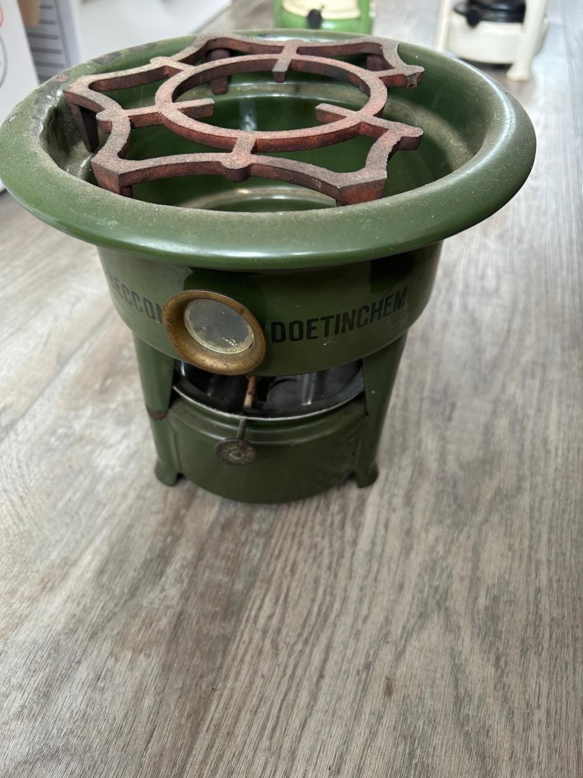 groen petrolium stel, Antiek en Kunst, Antiek | Emaille, Ophalen