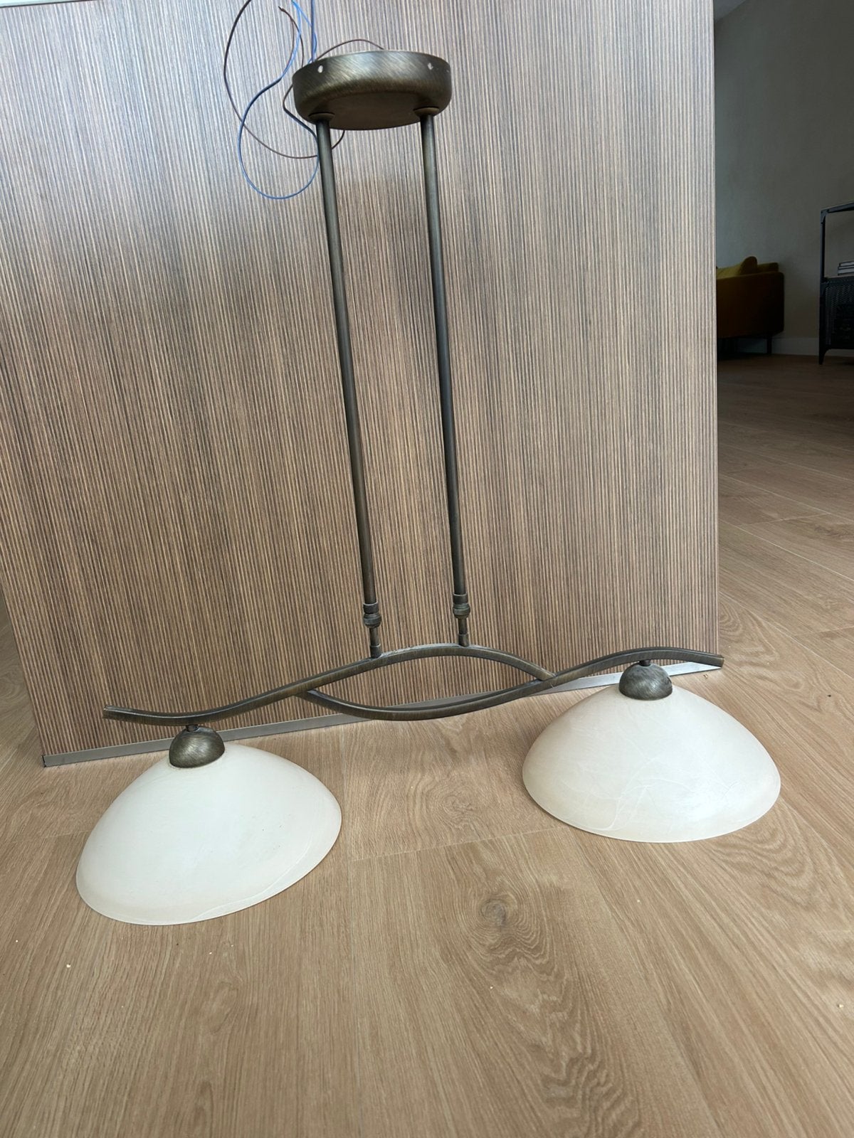 Grote vintage lamp met twee kappen, Ophalen, Zo goed als nieuw