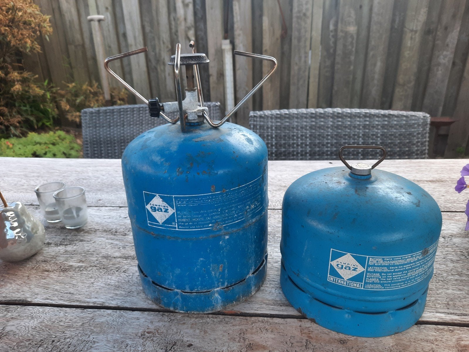 Campingaz gasflessen half vol met brander, Ophalen, Gebruikt