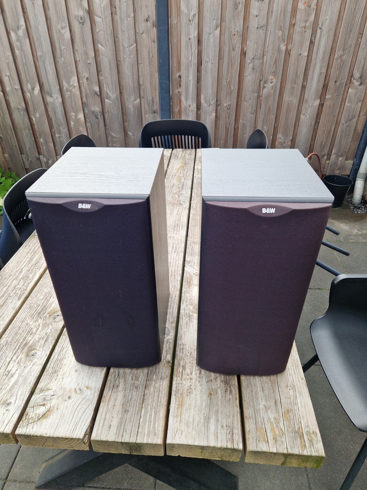 B&W DM602 speakers, Ophalen, Gebruikt, 120 tot 150 watt, Inclusief kabels