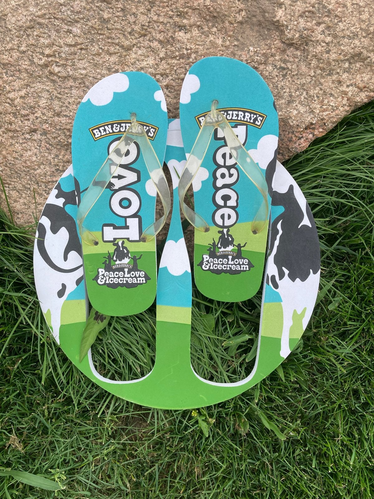 Collectors item: Ben & Jerry's Peace Love Ice Cream Slippers, Kleding | Dames, Ophalen of Verzenden, Nieuw, Blauw, Slippers