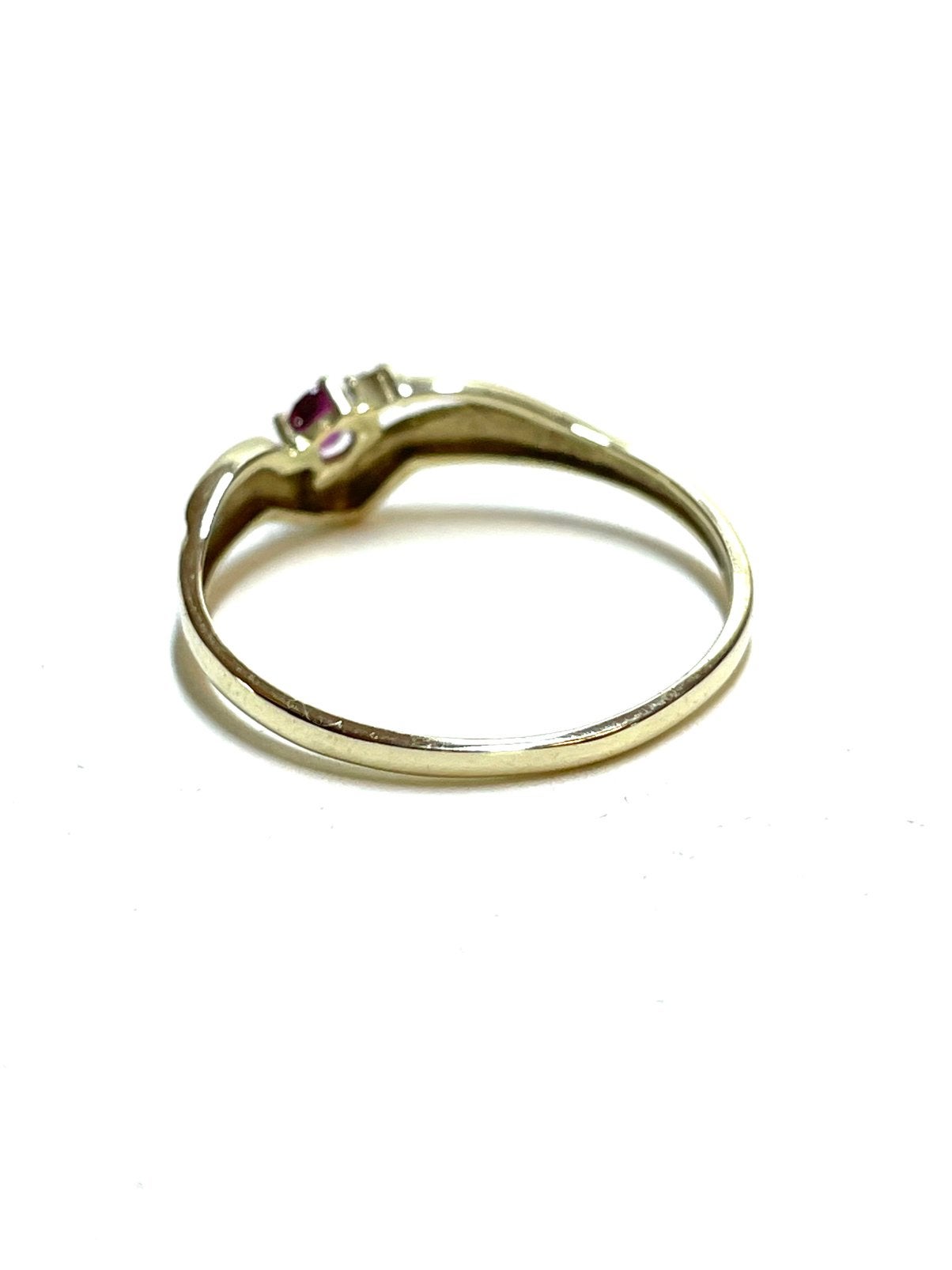 8k gouden ring met een robijn en diamant, -, 19 tot 20, -, Ophalen of Verzenden